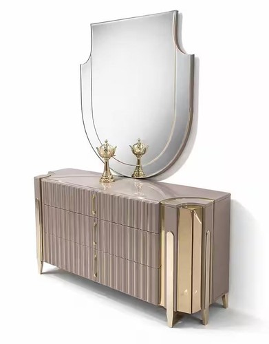Credenza beige specchio - , di