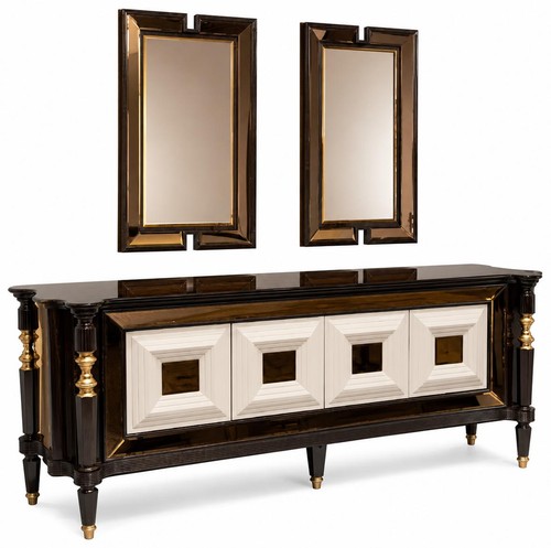 Credenza con specchi - 2x, nera